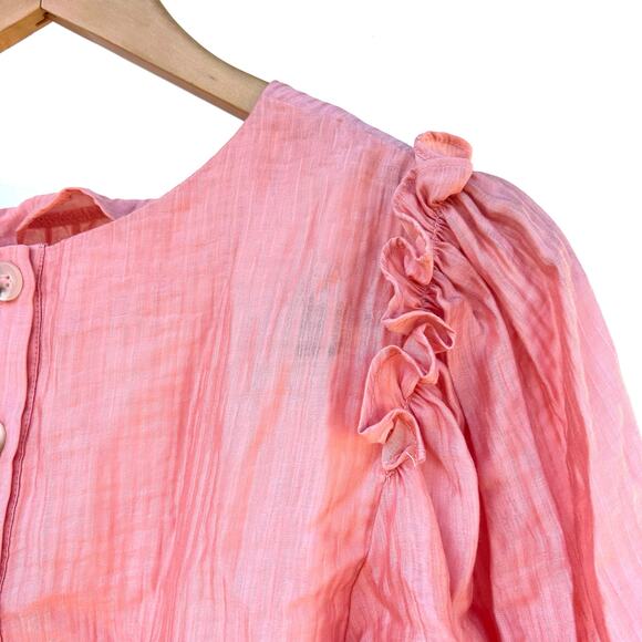 Current Air Crop Top Puff Sleeve Skirt Set Co-Ord Outfit Pink Cottagecore Small - Picture 6 of 11